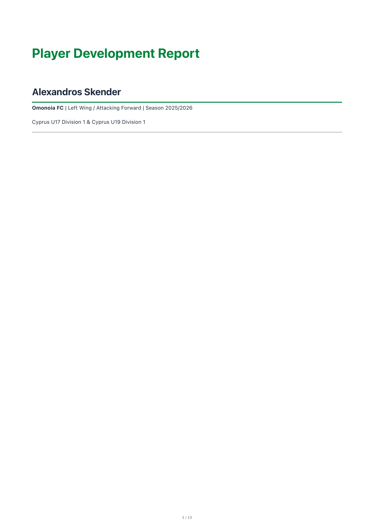 Performance Report sample — page 1